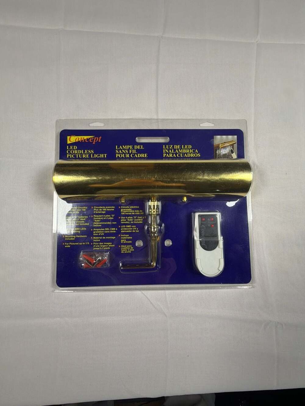 NEW Concept LED Cordless Picture Light Model 101L Polished Brass
